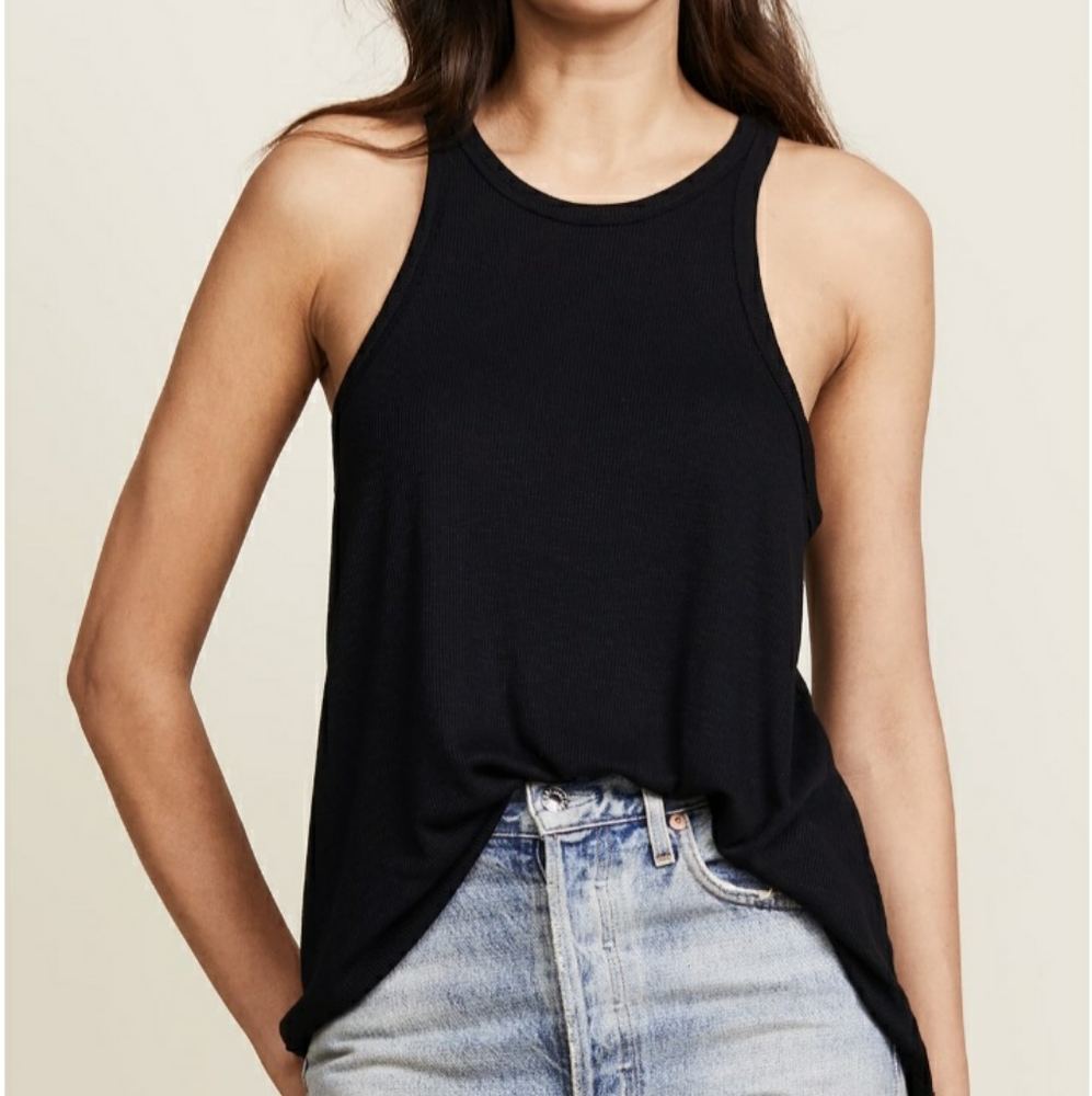 Free People Womens Raceback Black Tank Top